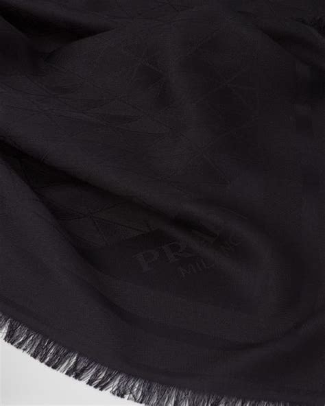 logo jacquard prada|Symbole silk and wool jacquard shawl .